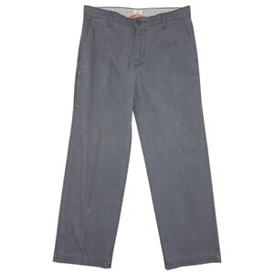 34x30 Dockers Signature Iron Free Gray Khaki Pants Flat Front Chino Classic Fit
